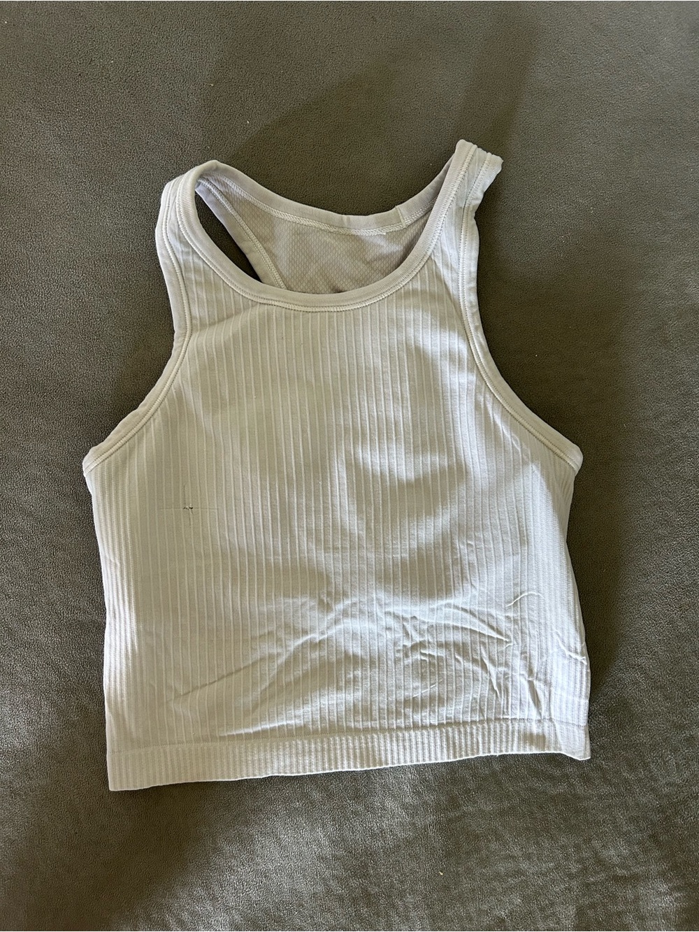 Lululemon Ribbed White Racerback Crop Tank Top
